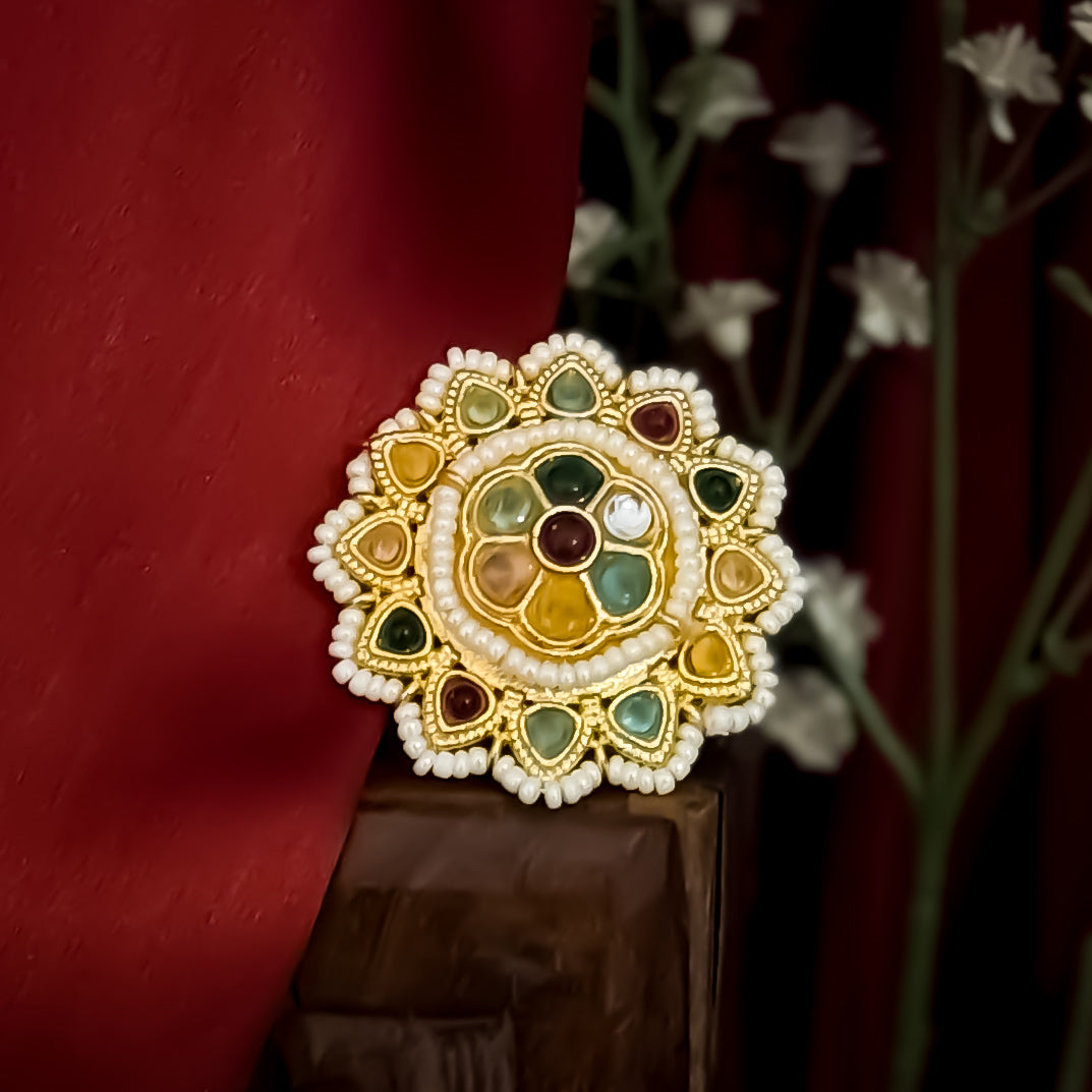 Surajkamal Navratan Brass Adjustable Ring - Multi