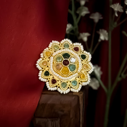 Surajkamal Navratan Brass Adjustable Ring - Multi