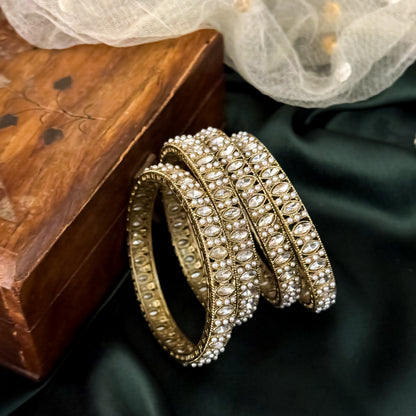 Golden Aayushi Jadau Kundan Bangles (Set of 4)