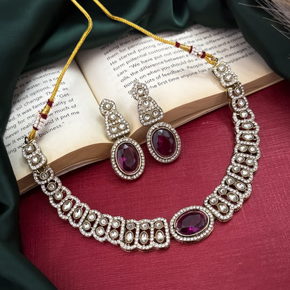 Wine Angel Wings Designer Zircone Necklace Set