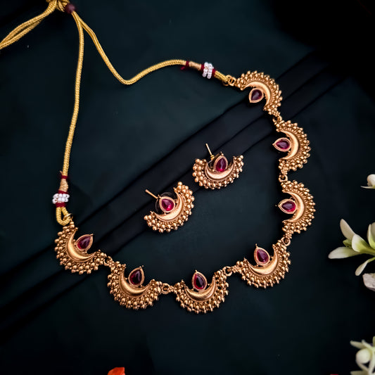 Diya Necklace Set- Pink