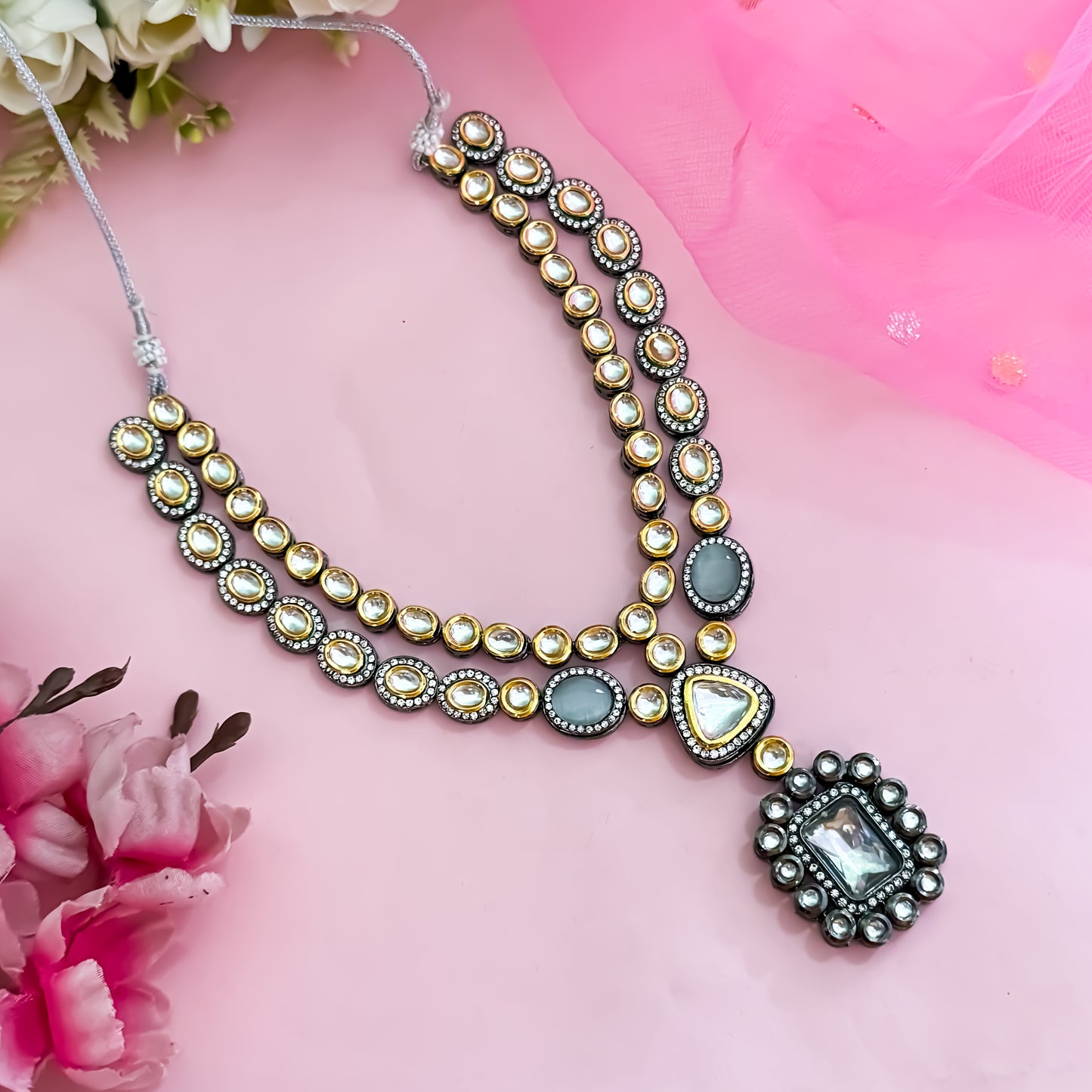 Shayna Double Layer Kundan Necklace Set