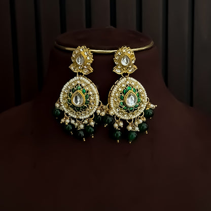 Shireen Premium Meenakari Kundan Choker Necklace Set - Green