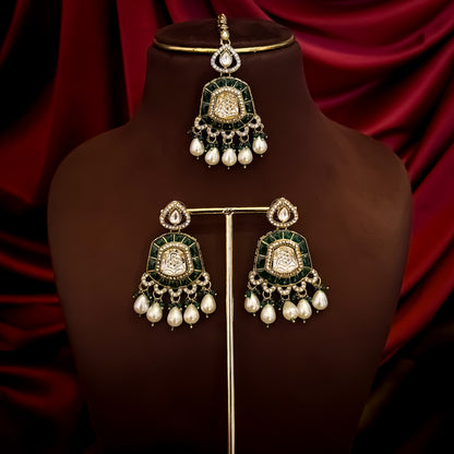 Tanishka Polki Premium Necklace Set - Green