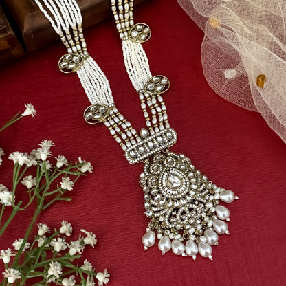 Golden Saisha Royal Kundan Rani Haar Long Necklace Set