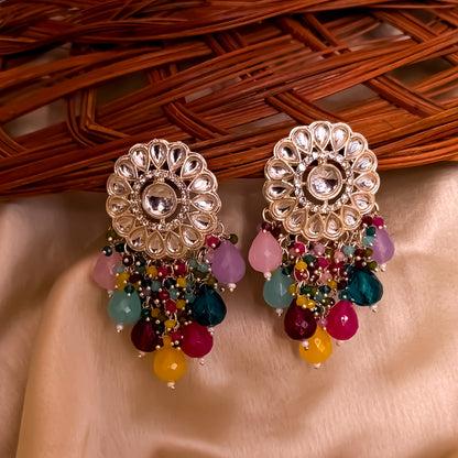Myra Kundan Chandbali Earrings - Multi
