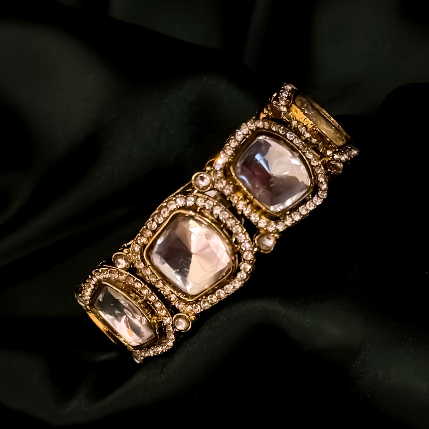 Sukriti Polki Lookalike Openable Bangles/Kada - Golden