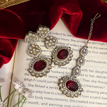 Ishkara AD Polki Look Alike Necklace Set - Multi