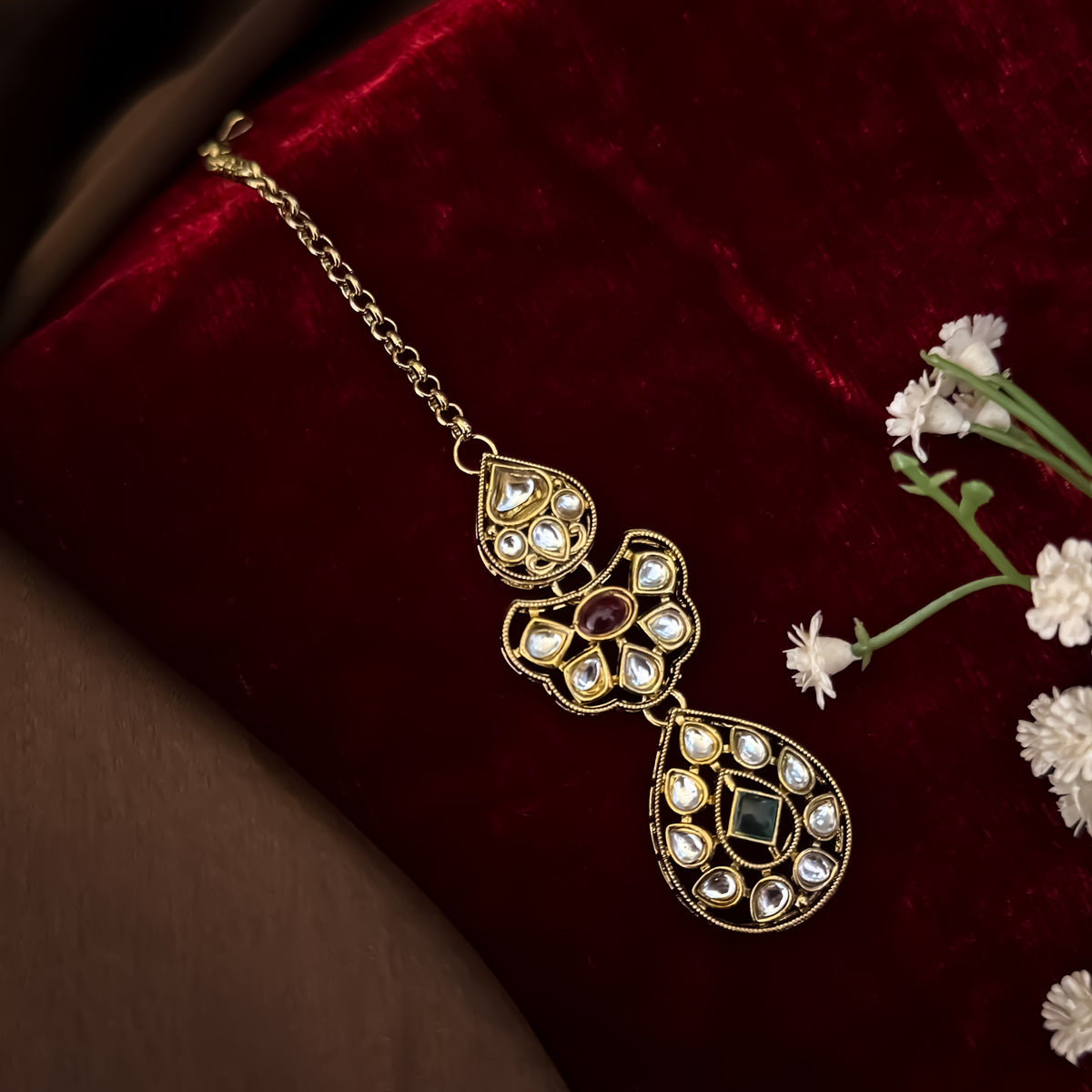 Pink & Green Suzanne Kundan Necklace Set