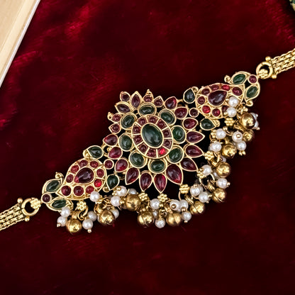 Amaira Temple Choker Necklace Set - Pink & Green