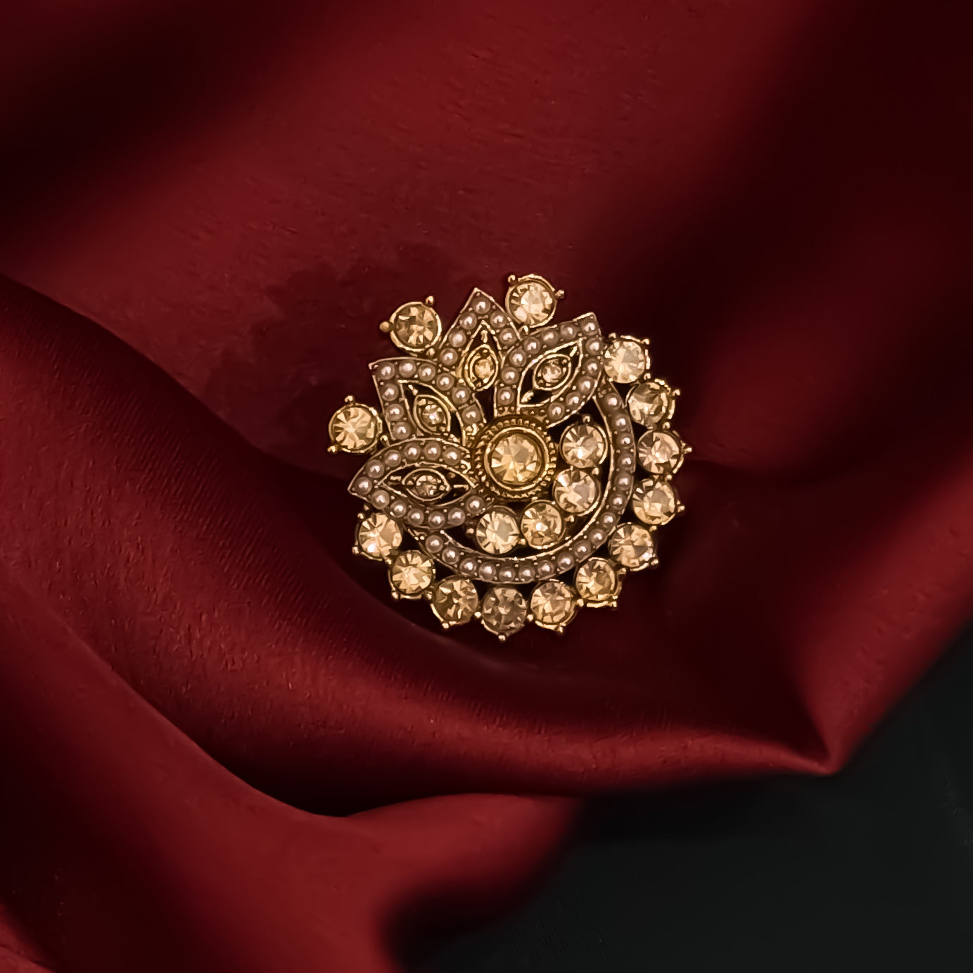 Aahira Jadau Adjustable Ring - Golden