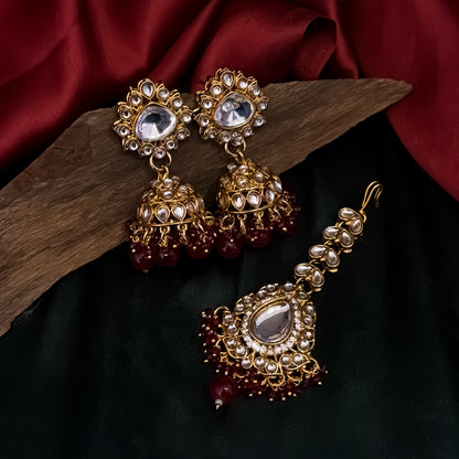 Sunaina Kundan Choker Necklace Set - Maroon