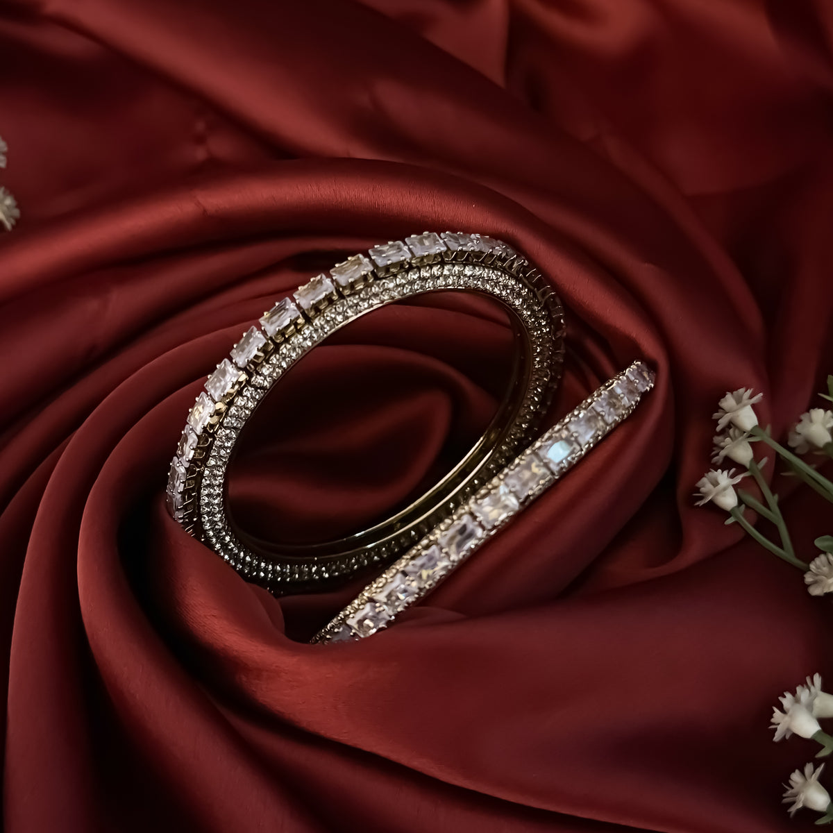 Golden Sharvi Premium AD Bangles (Set of 2)