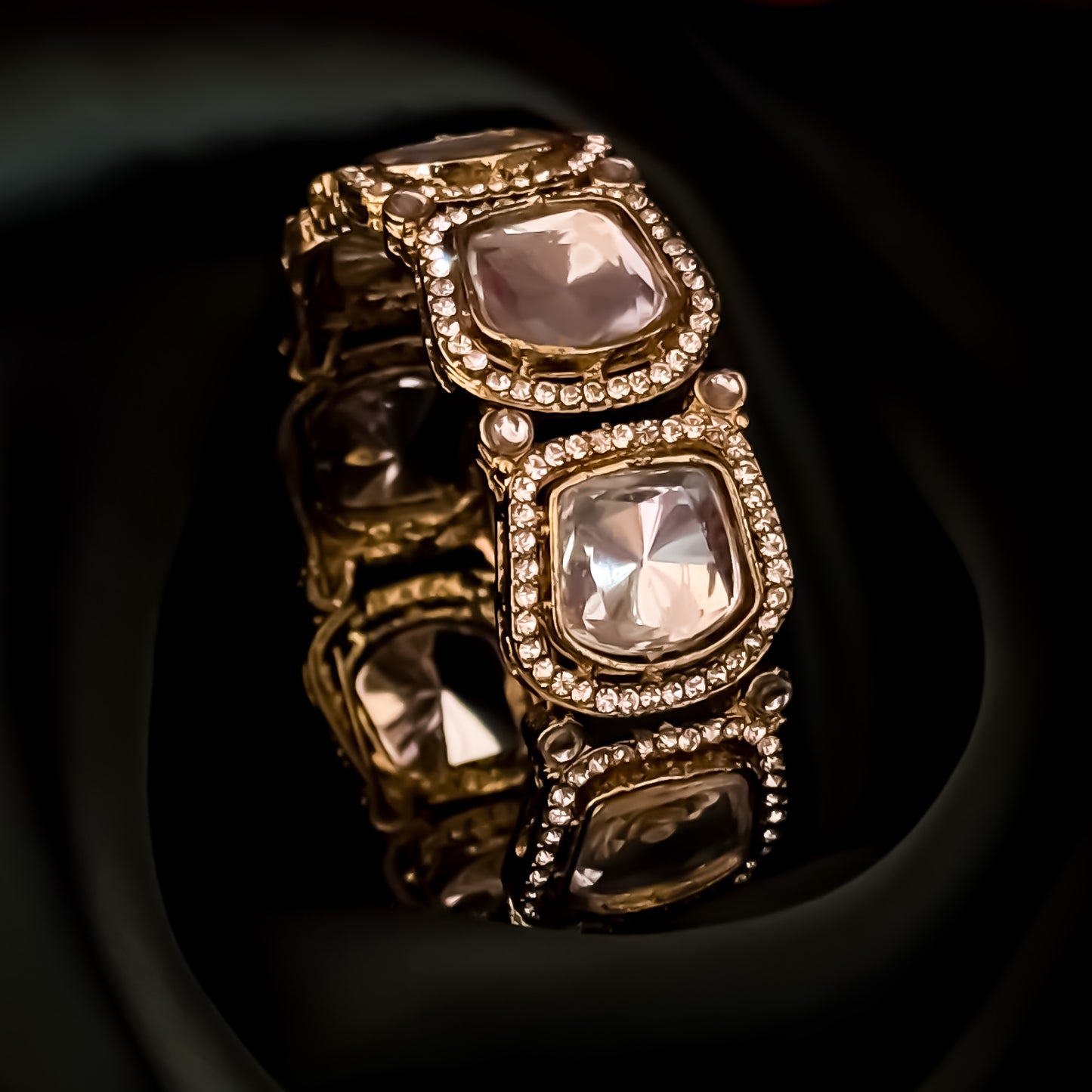 Sukriti Polki Lookalike Openable Bangles/Kada - Golden