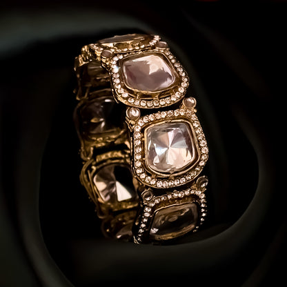 Sukriti Polki Lookalike Openable Bangles/Kada - Golden