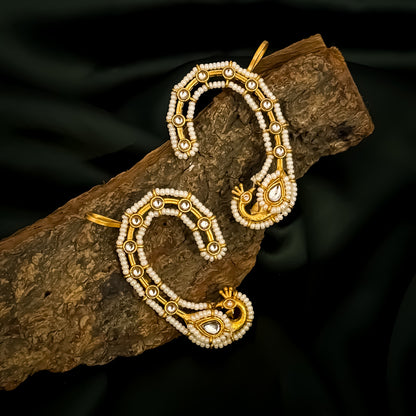 Sandhya Premium Kashmiri Brass Earcuff Earrings - Golden