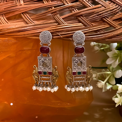 Nandini SLA Brass Earrings - Maroon