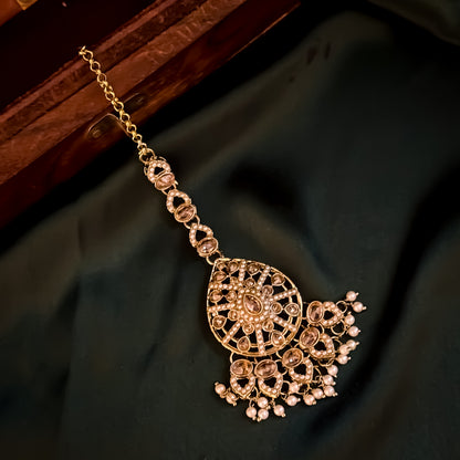 Dhriti Reverse AD Jadau Jhumka with Sahara & Teeka- Golden