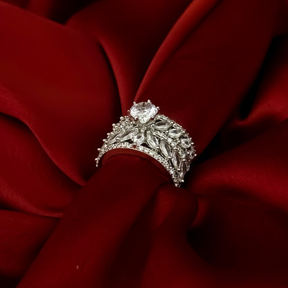 Siyasa American Diamond (AD) Silver Adjustable Ring