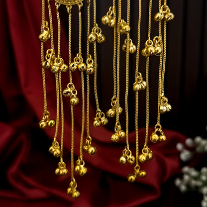 Shrenu Premium Kashmiri Brass Ghungroo Earrings - Pastel Green