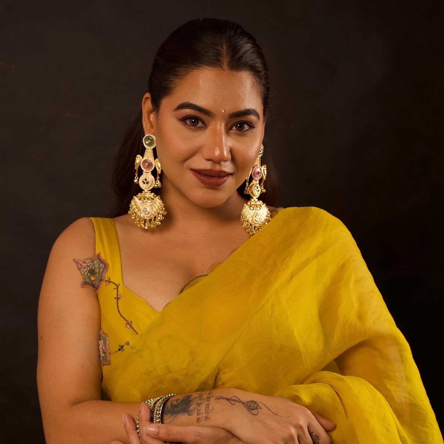 Dhwanisha Kashmiri Brass Dejhoor Ghungroo Jhumka Earrings - Pastel Pink & Pastel Green