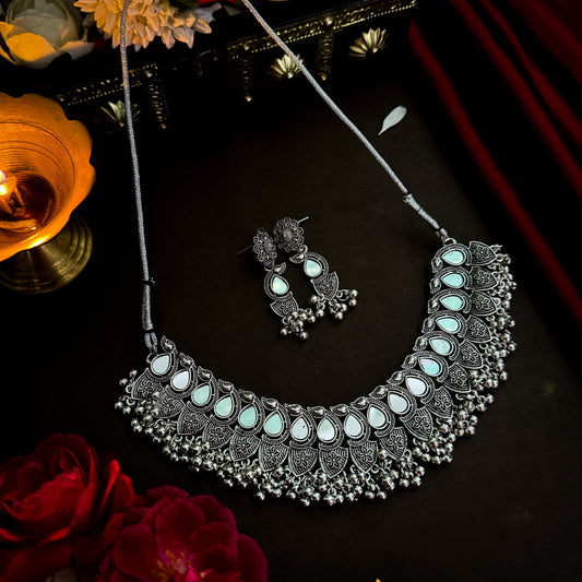 Lata Mirror Ghunghroo Necklace Set
