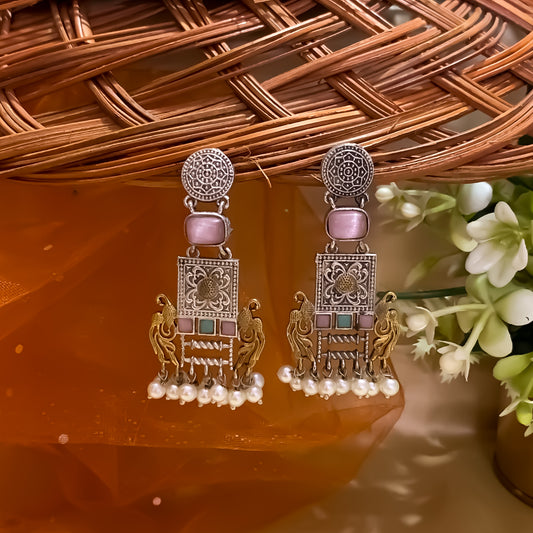 Nandini SLA Brass Earrings - Pastel Pink