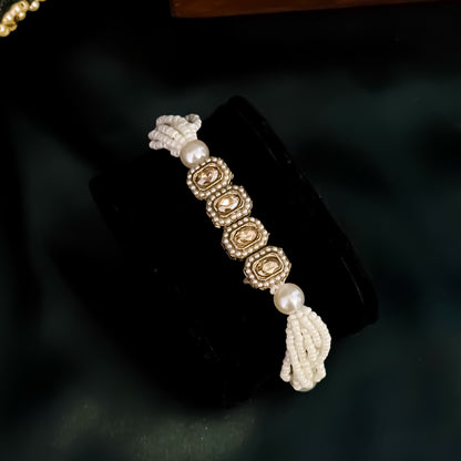 Trisha Jadau Kundan Bracelet - Golden
