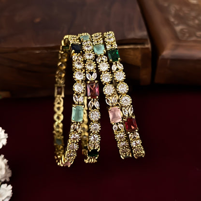 Multi Alvira Premium AD Bangles (Set of 4)