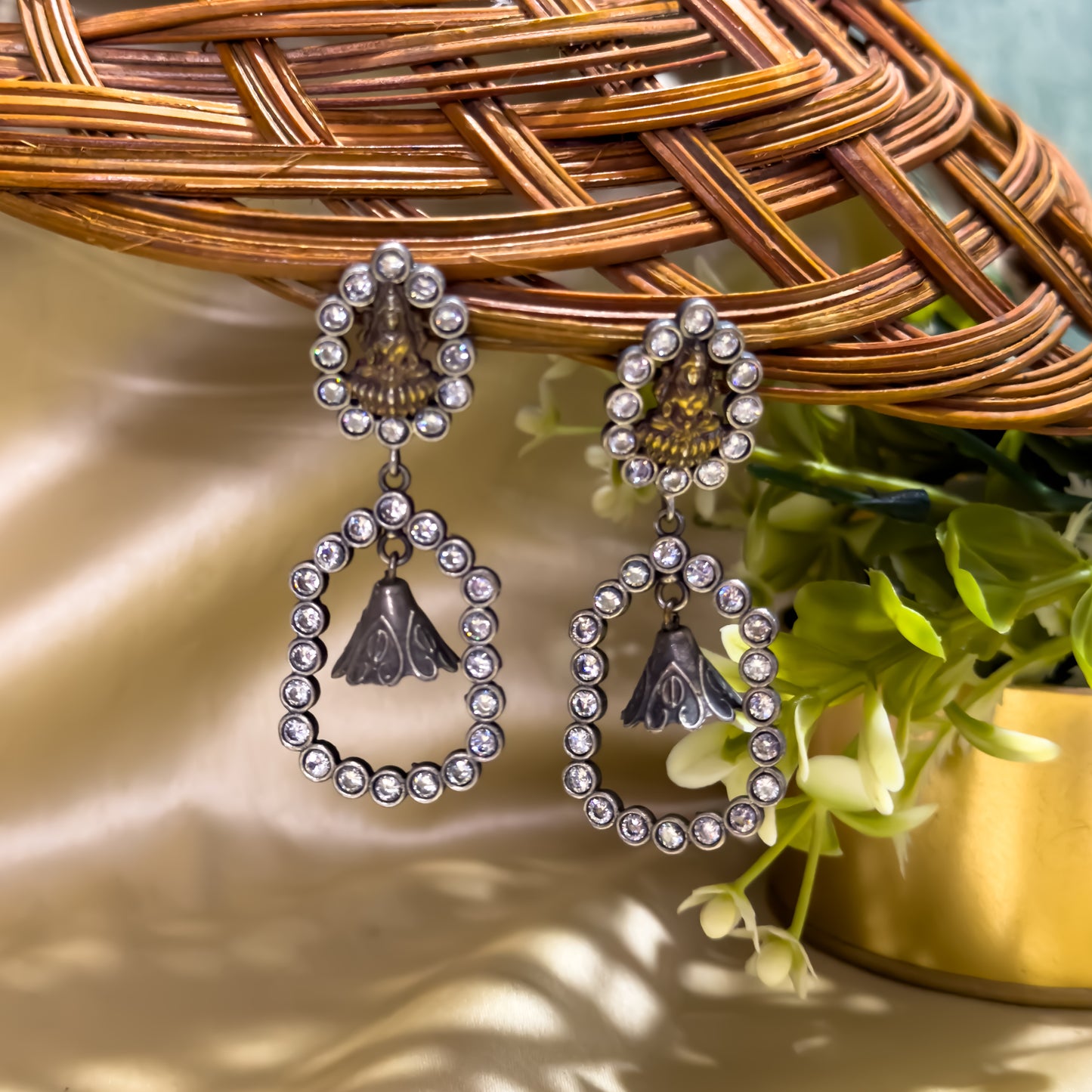 Lakshmi Zircon Dual Tone SLA Brass Earrings