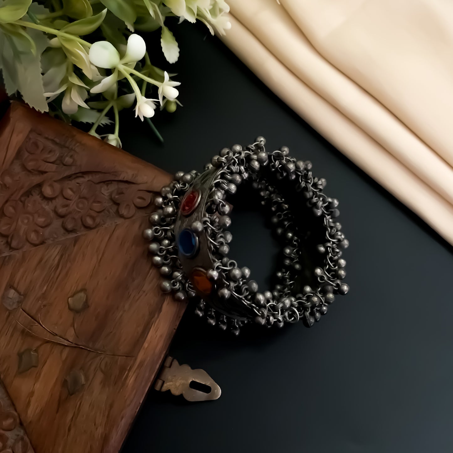 Aavya Silver Adjustable Bracelet/Kada