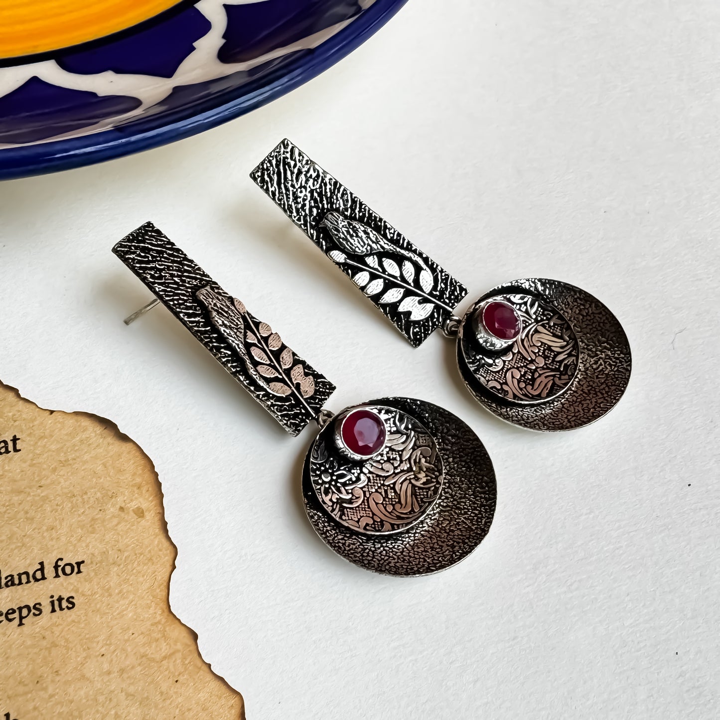 Bird Brass Dangler Earrings