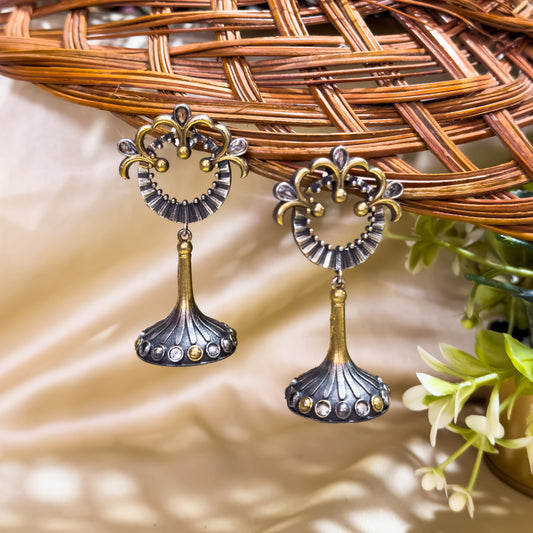 Bella Zircon Dual Tone SLA Brass Earrings