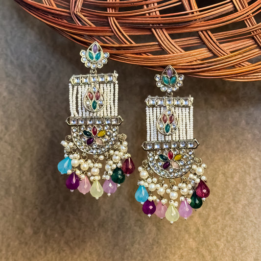 Kamya Pearl Chandbali Earrings- Multi
