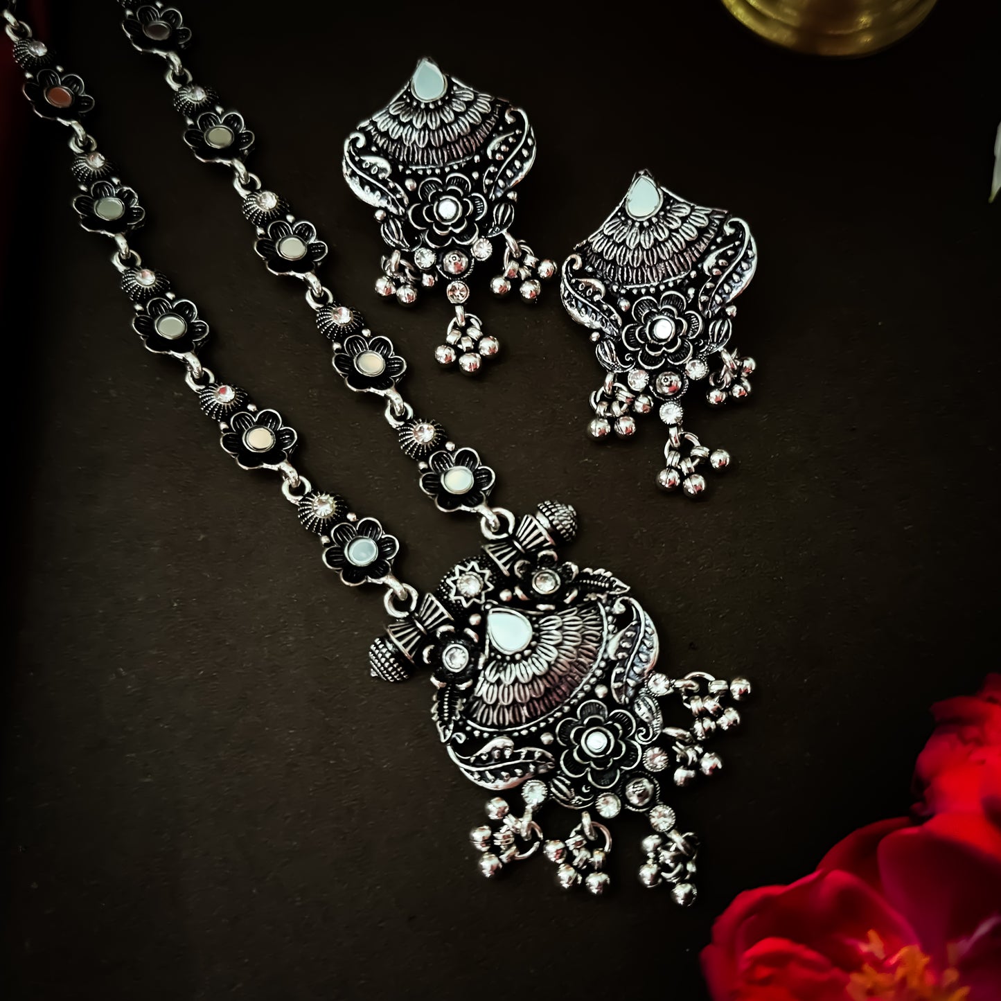 Shalini Mirror Long Necklace Set