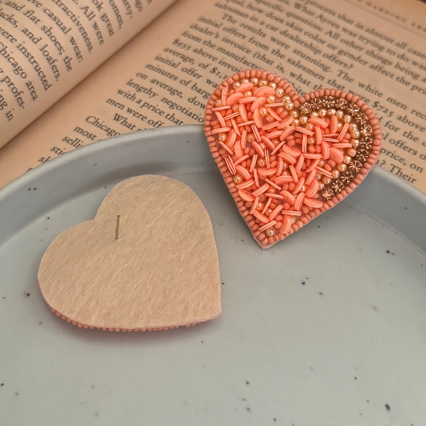 Peachy Punch Heart Embellished Earrings
