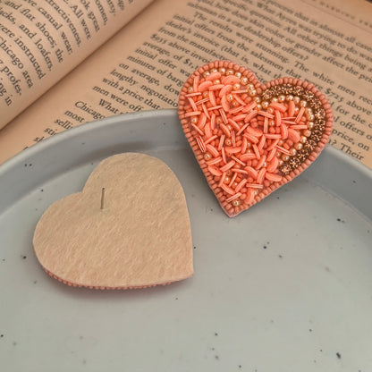 Peachy Punch Heart Embellished Earrings