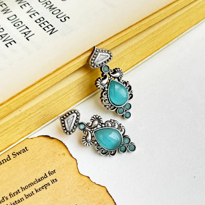 Gazal SLA Brass Earrings - Firoza/Turquoise