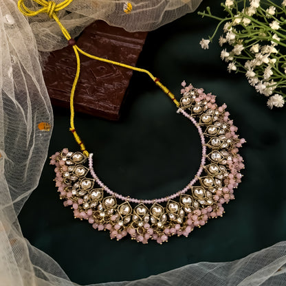 Harleen Premium Pearl Necklace Set - Baby Pink