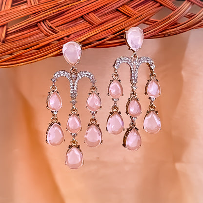 Sharon Chandelier Dangler Earrings - Baby Pink
