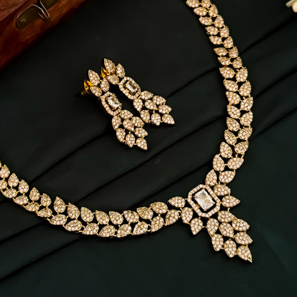 Vivanta American Diamond Necklace Set - Golden