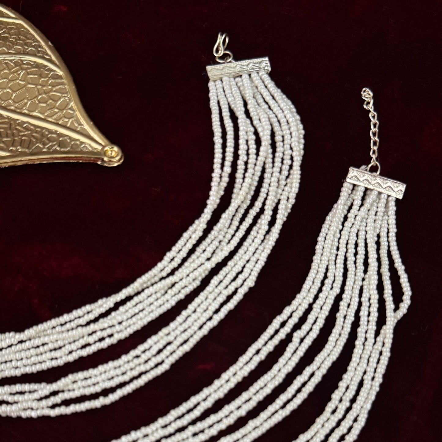 Iyanka 10 Layer Pearl Bahubali Detachable Earchains/Sahara - Golden