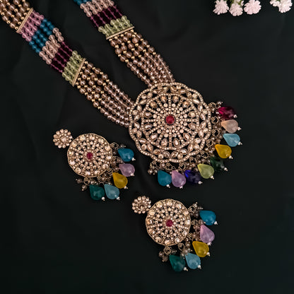 Hetal Pearl Long Necklace Set - Multi