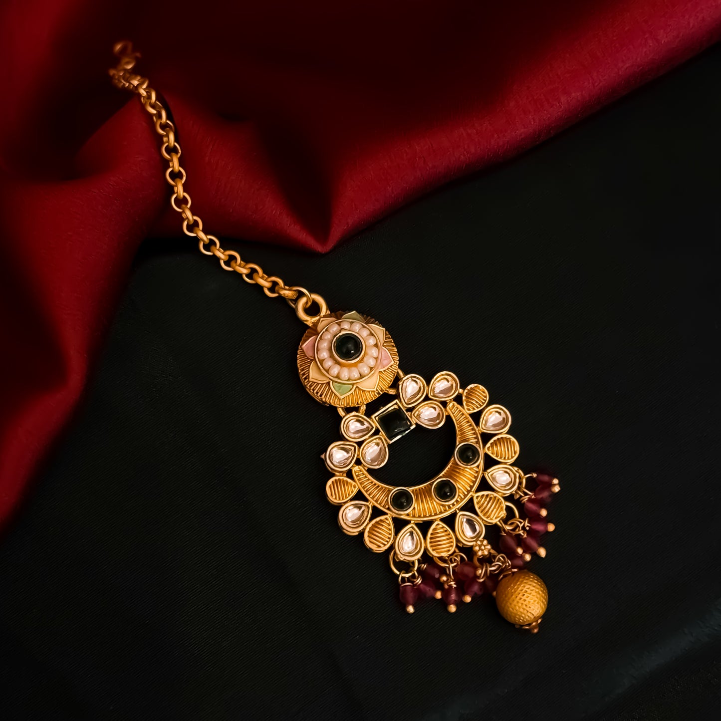 Sayantika Rajwadi Matte Polish Necklace Set - Green