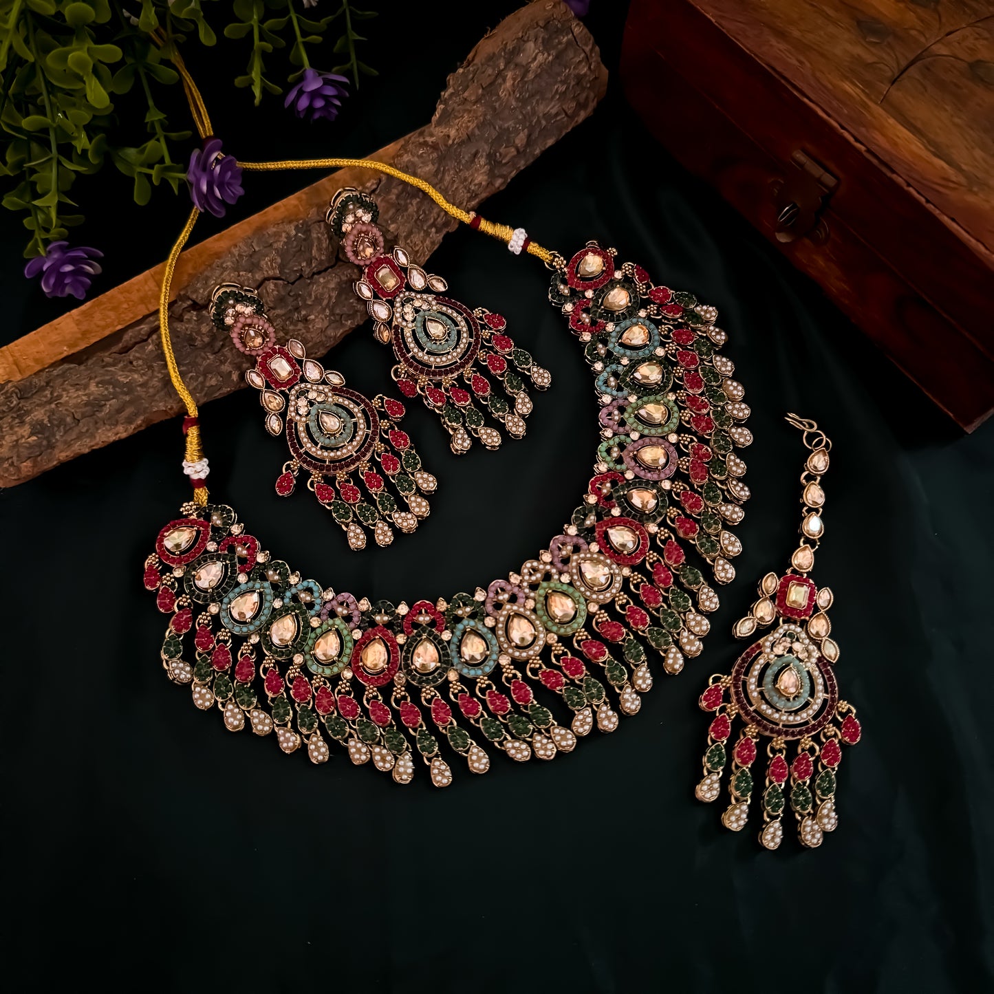 Lekhya Jadau Reverse AD Necklace Set
