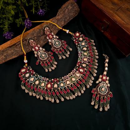 Lekhya Jadau Reverse AD Necklace Set