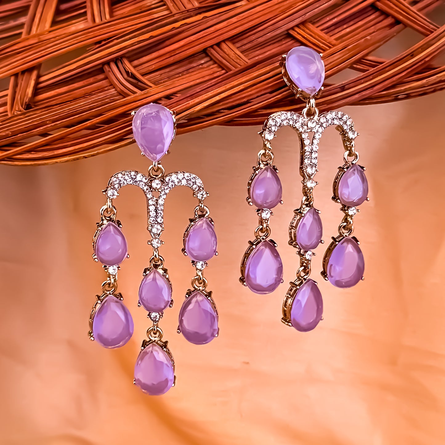 Sharon Chandelier Dangler Earrings - Lavender
