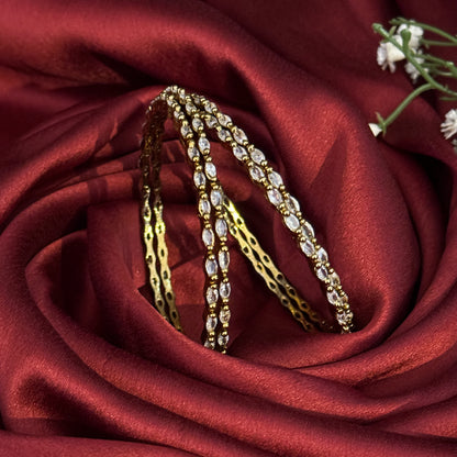 Eva Petals Premium AD Bangles Golden (Set of 4)