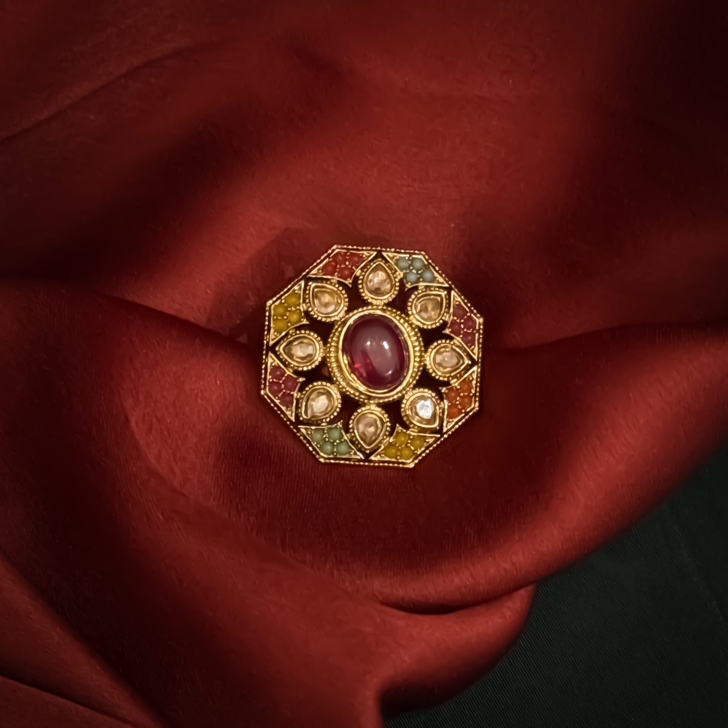 Sanjana Jadau Adjustable Ring - Multi