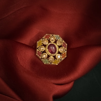 Sanjana Jadau Adjustable Ring - Multi